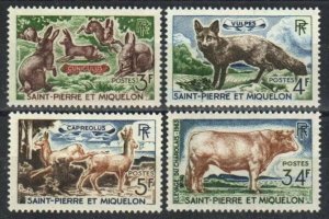 Saint Pierre & Miquelon Stamp 370-373 - Rabbits, fox, deer, Charolais bull