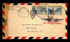 Canal Zone 1945 Cendor Cover to New York - Corner Creasing - L32909