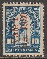 HONDURAS 280, 1¢ ON 10¢ UNUSED, HINGED, ORIGINAL GUM. F-VF. (439)