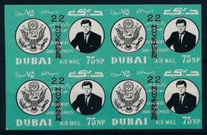 [96117] Dubai 1964 President John F. Kennedy OVP Red 22-11 Bl. Imperf. Four MNH