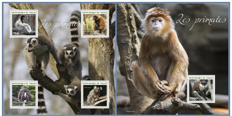 NIGER 2014 2 SHEETS nig14305ab PRIMATES MONKEYS APES SINGES 