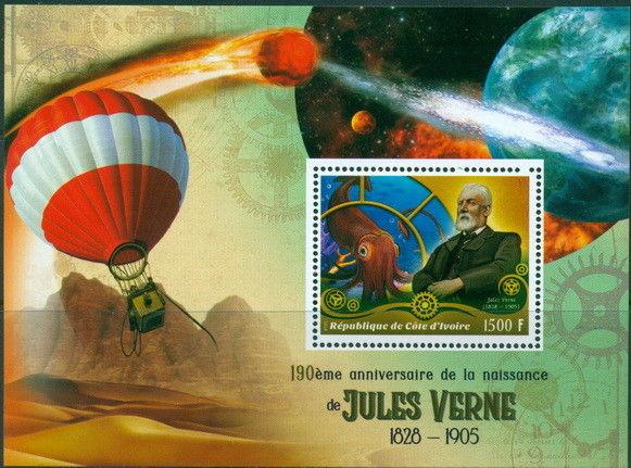 Jules Verne Space Adventures Ivory Coast MNH stamp set