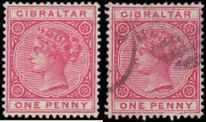 Gibraltar #10, 11, Incomplete Set(2), 1887-1898, Hinged