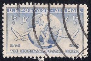 C43 15 cents Globe & Dove Stamp used EGRADED VF 83