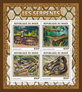 Snakes Stamps Niger 2016 MNH Reptiles Cape Coral Snake Green Anaconda 4v M/S