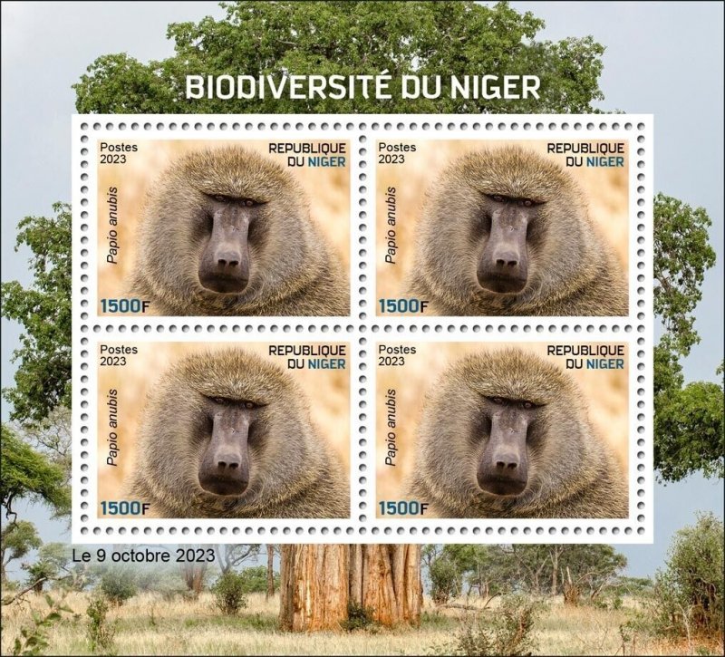 NIGER 2023 MONKEY BAOBAB HIPPOPOTAMUS GIRAFFE OWL TURTLE FROG MUSHROOM HYENA MNH-