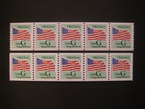 Scott 2893, 5c Nonprofit Green G OLD GLORY, PNC5 #A11111 & A21111, Complete Set