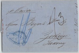 Brazil 1866 Pernambuco to Zwickau Saxony Germany Stampless Folded Letter SFL