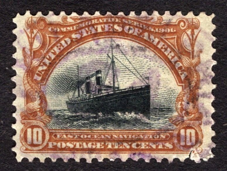 1901, US 10c, Ocean liner SS Saint Paul, Used, faulty, Sc 299