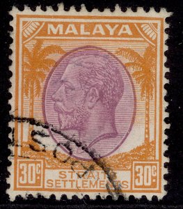 MALAYSIA - Straits Settlements GV SG269, 30c dull purple & orange, FINE USED.