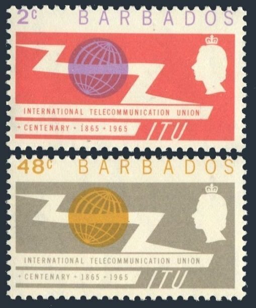 Barbados 265-266,MNH.Michel 233-234. ITU-100,1965.
