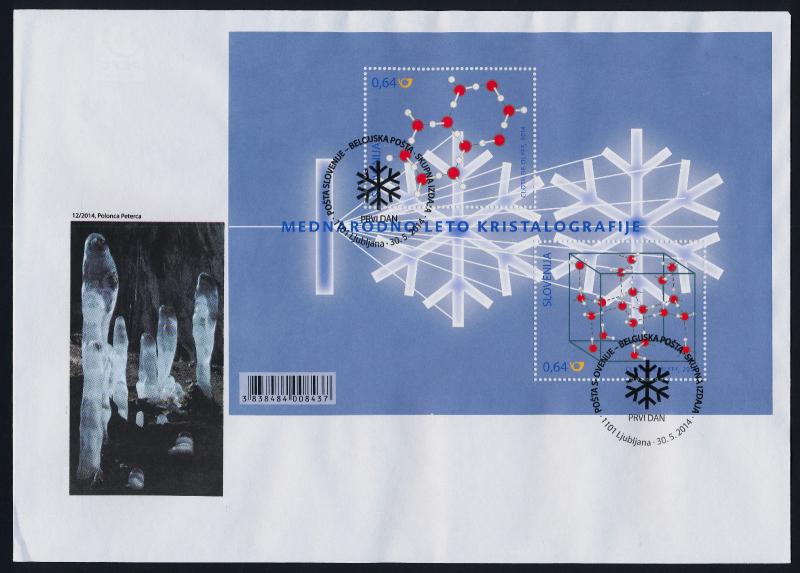 Slovenia 1050 on FDC - International Year of Crystallography, Science