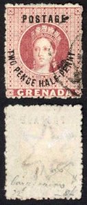Grenada SG22c 2 1/2d Rose-lake No Stop after Penny Cat 75 pounds