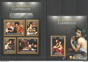 2013 Central Africa Art Famous Paintings Caravaggio Kb+Bl ** Ca673