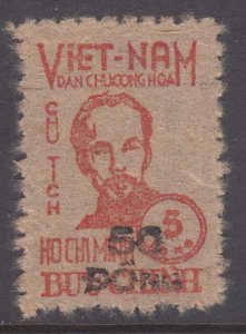 Viet Nam Democratic Republic Sc 50 MNH. 1956 50d on 5d red Ho Chi Minh, VF