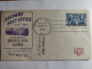 SCOTT #947 POSTAL HISTORY TRIP 1 TRIP 2 CANCEL CENTENARY POSTMASTERS SIGNATURES