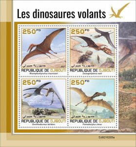 DJIBUTI - 2021 - Flying Dinosaurs - Perf 4v Sheet - Mint Never Hinged
