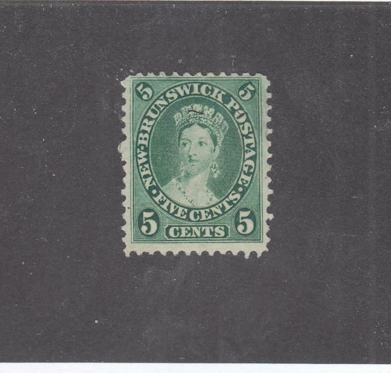 NEW BRUNSWICK # 8a VF-MNG 5cts 1860 QN VICTORIA /BLUE GRN /CENTS ISSUE-02 CV $40