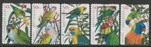 2005 Australia - Sc 2340-4 - used VF - 5 single - Parrots