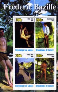 Guinea 2003 FREDERIC BAZILLE Nudes Paintings Sheet (4) Perforated Mint (NH)