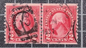 Scott 599 - 2 Cents Washington - Joint Line Pair Used - SCV - $1.00 