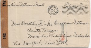 1943 Bishop, Ca to Internee, Santa Tomas, Manila, Philippines, Dual ... (C6238)