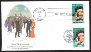 UNITED STATES FDC 20¢ John McCormack DUAL Joint Issue 1984 Fleetwood