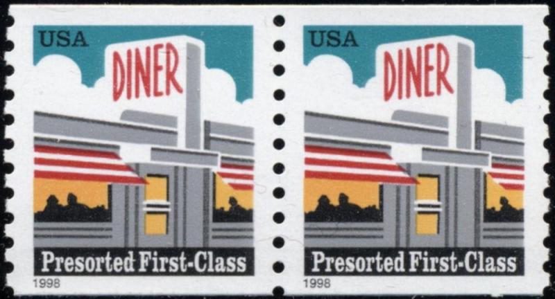 SC#3208 (25¢) Diner Coil Pair (1998) MNH