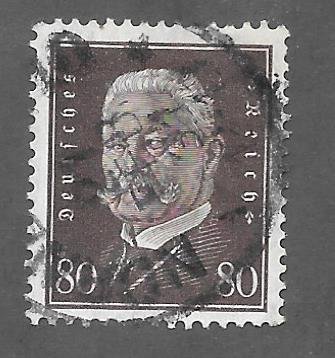 Germany Scott 383 Used 80pf Pres. von Hindenburg stamp 2018 CV $7.25