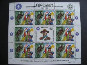 Paraguay scouts, scouting Sc 2037 x 8 in MNH Kleinbogen sheet of 9