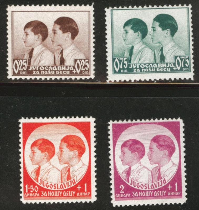 Yugsolvaia Scott B54-57 MH* 1937 Semi-Postal set CV$1.30