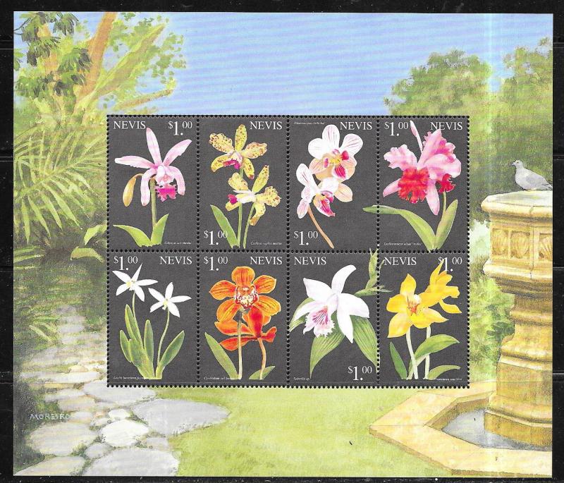 Nevis #1150a-h  Flowers  sheet of 8 (MNH) CV$7.50