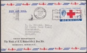 BERMUDA 1963 1/3d Red Cross single franking on cover Hamilton to UK.........x893