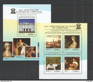 2014 Guinea Art Museum Pantings Hermitage Kb+Bl ** Stamps St739