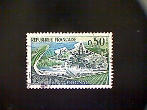 France, Scott #1010, used(o), 1961, View of Cognac, 50cts