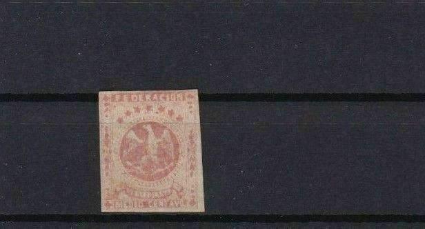 VENEZUELA 1863 IMPERF STAMP MOUNTED MINT ½ REAL RED CAT £55   REF 6263