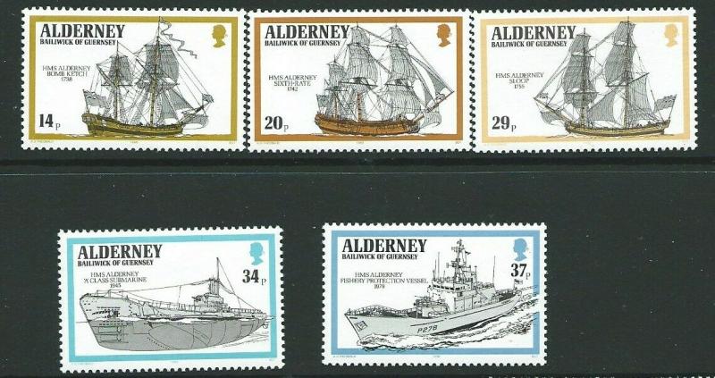 ALDERNEY SGA42/6 1990 ROYAL NAVY SHIPS MNH