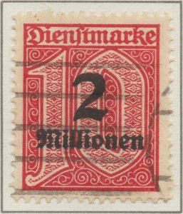 Germany Deutsches Reich Inflation Official Dienstmarke 2 million on 10pf Mi97...
