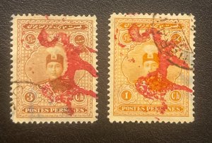 1924, 1 and 3 CH with Red Lion Hand Stamped, Used