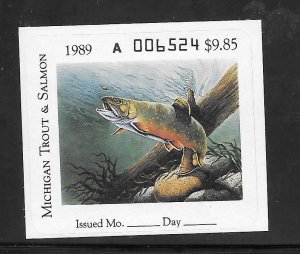 #1989 MNH Michigan Trout Stamp