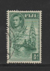 FIJI #117  1938 1/2p    KING GEORGE VI &  OUTRIGGER CANOE  F-VF  USED