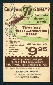 1962 Firestone Store Advertising - Clearwater, Florida - Inverted Year Postmark