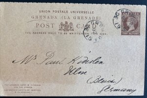 1892 Grenada Reply Postcard Postal Stationery Cover To To Ulm Germany