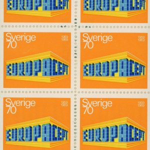 Sweden #816a Europa Issue 1969 Booklet Pane 10 Stamps Mint NH