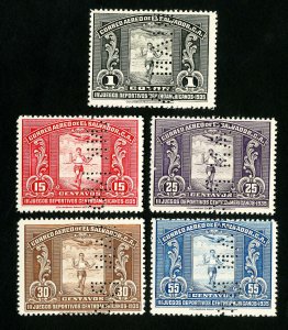 El Salvador Stamps # 538-42 XF Rare specimen set OG NH