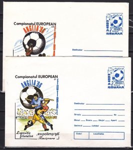 Romania, 1996 issue. European Soccer Championship on 2 Cachet Envelopes. ^
