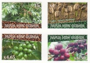 Papua New Guinea 2010 - Coffee Beautiful Set of 4 Stamps MNH