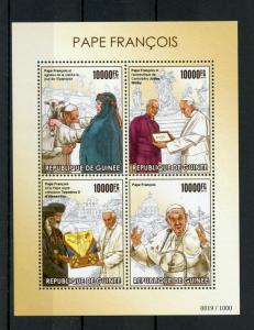 Guinea 2015 MNH Pope Franics 4v M/S Popes Justin Welby Tawadros II of Alexandria