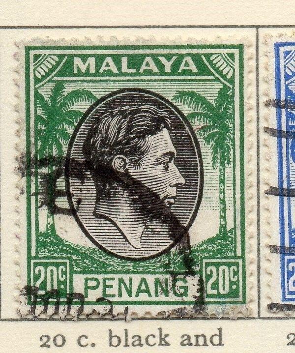 Malaya Penang 1949-52 Early Issue Fine Used 20c. 029255