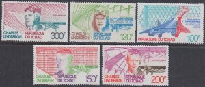 CHAD Sc #C215-9 CPL MNH SET of 5 DIFF - CHARLES LINDBERGH's SOLO FLIGHT